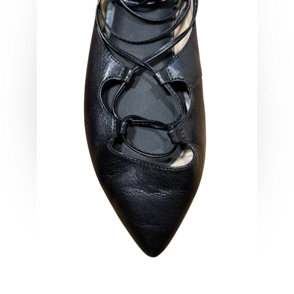 Banana Republic Allie Patent Leather Lace-Up Ballet Flats Black Size 8.5 - Picture 5 of 10